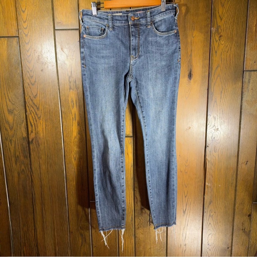 Anthropologie | Pilcro High Rise Skinny Jeans, Raw Hem Distressed Ankles (28)